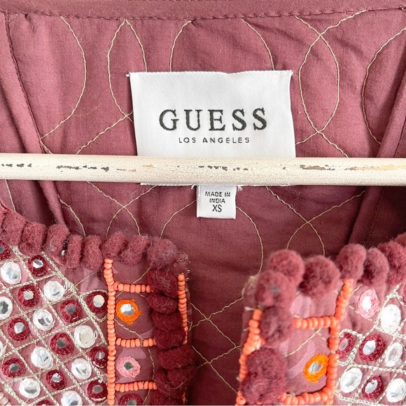 NWOT Boho Mirror Work & Bead Details Wine Blazer - Picture 15 of 16